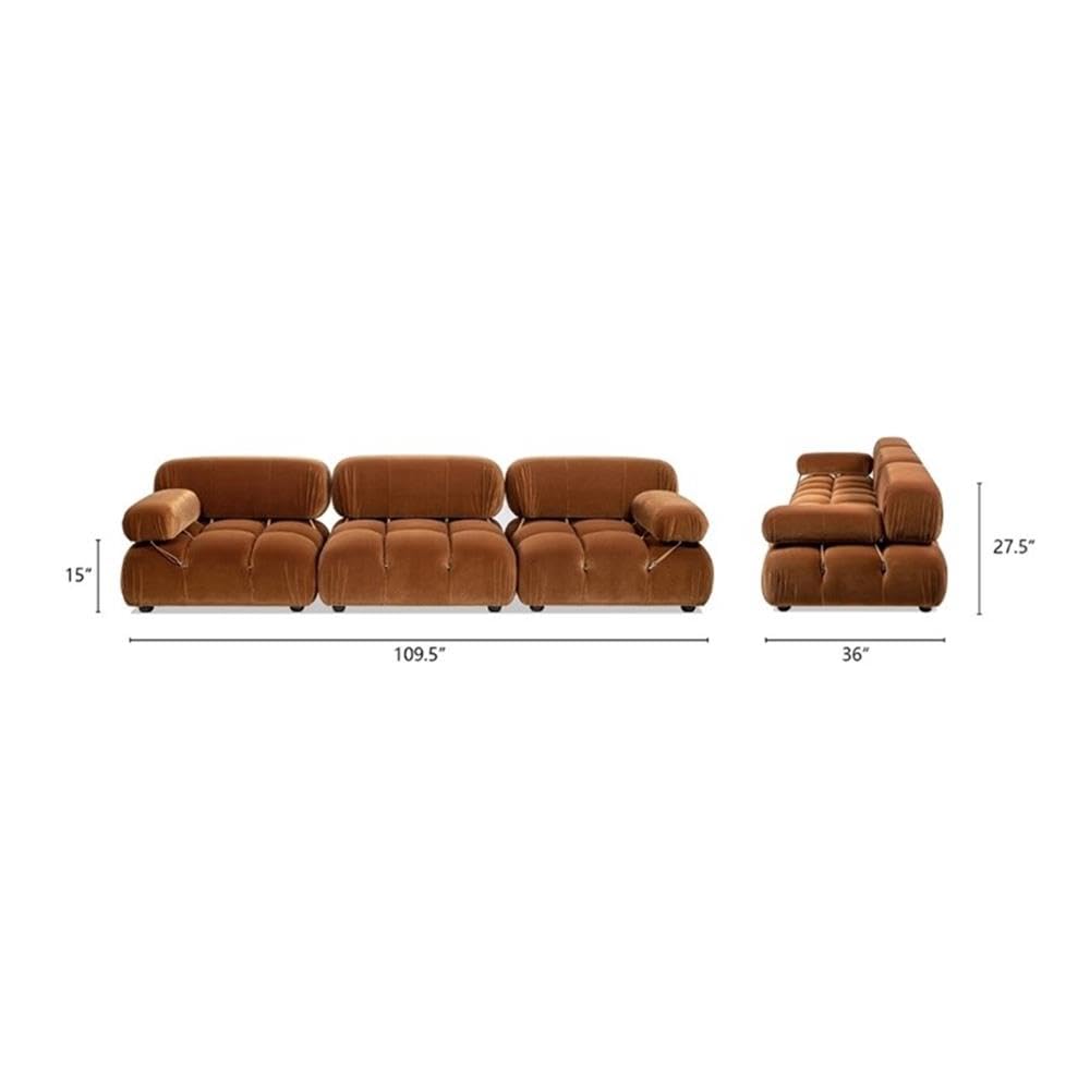 Burnt Orange Velvet 3-Piece Modular Sofa V354