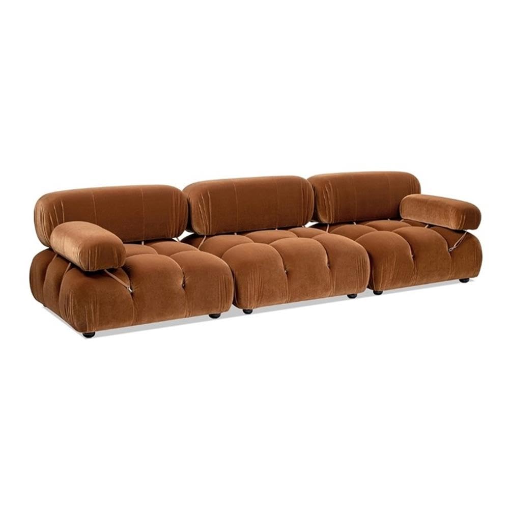 Burnt Orange Velvet 3-Piece Modular Sofa V354