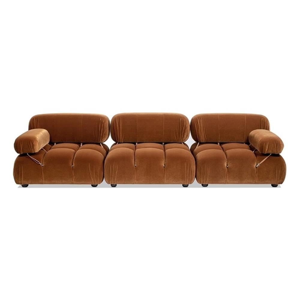 Burnt Orange Velvet 3-Piece Modular Sofa V354