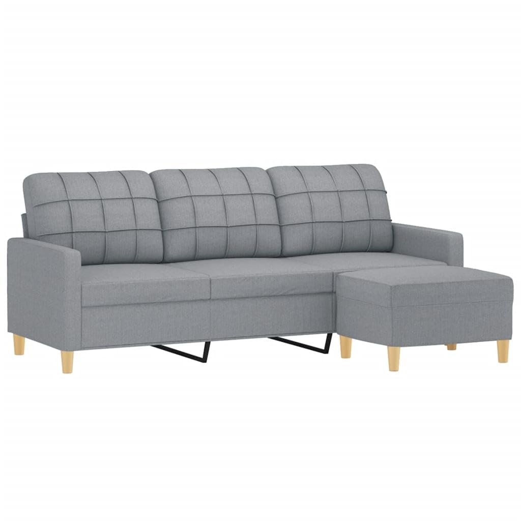 Light Gray 78 Inch Wide 3-Seater Sofa with Footstool Y558