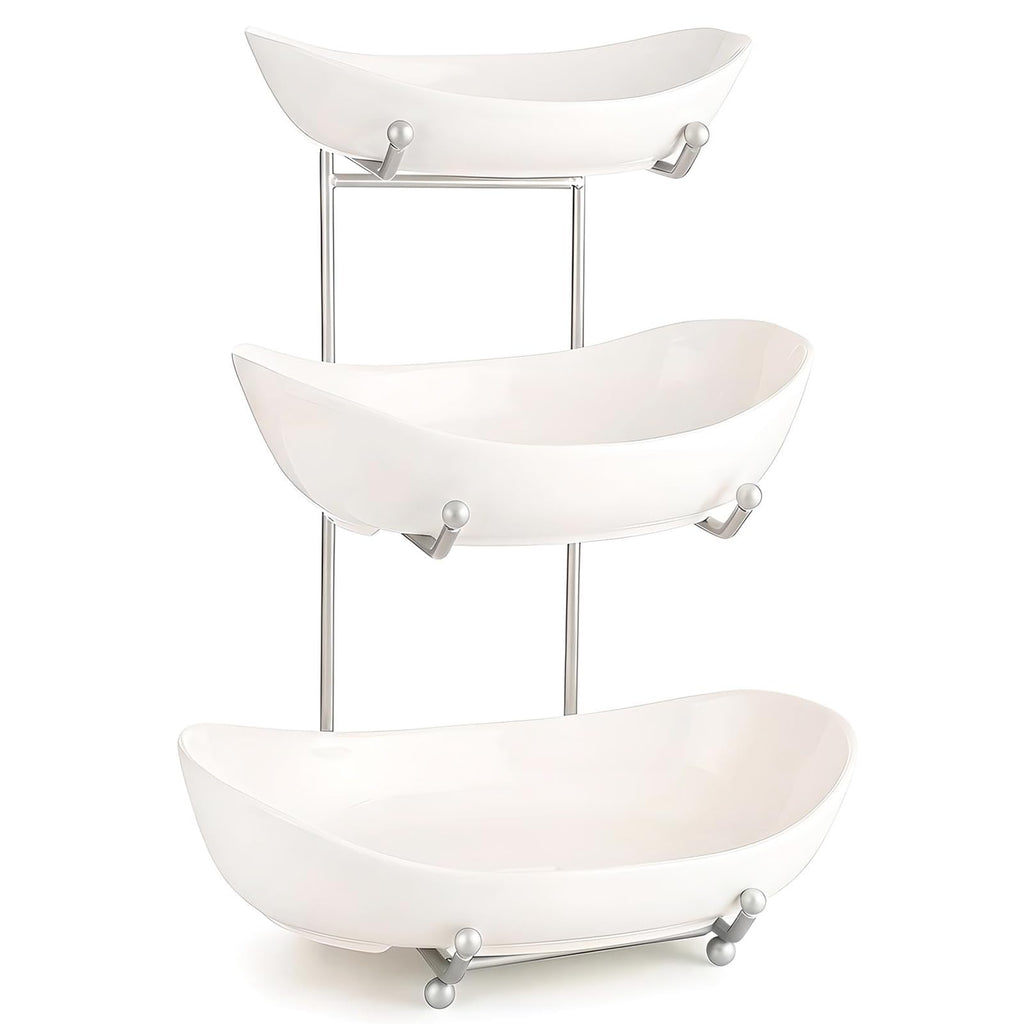 3 Tier Ceramic Fruit Basket with Holder Y2731