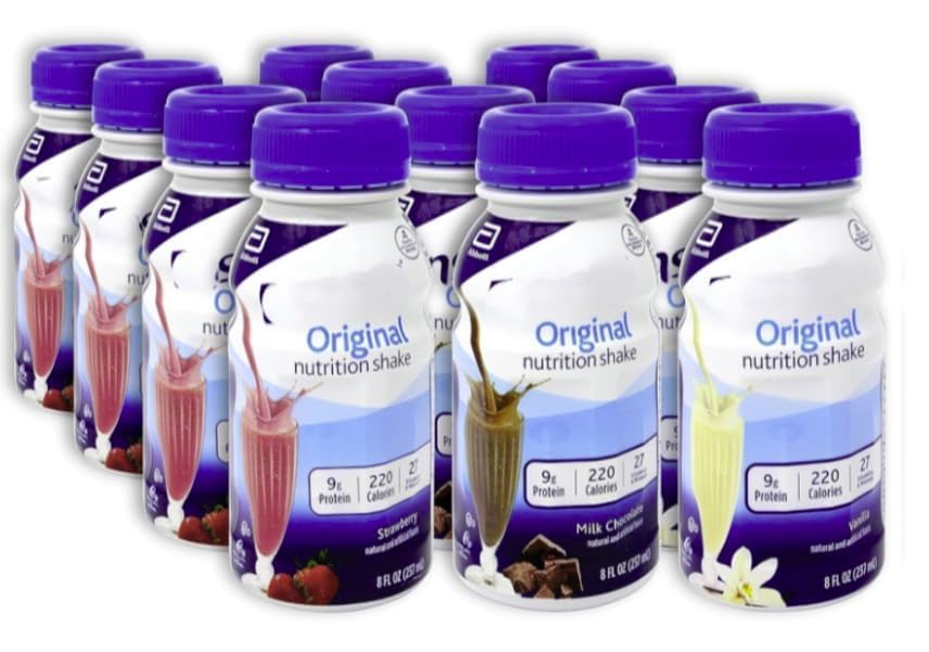 Nutrition Shake Variety Pack Vanilla Chocolate Strawberry 8 fl oz 12 Pack N658