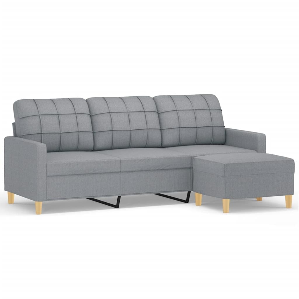 Light Gray 78 Inch Wide 3-Seater Sofa with Footstool Y558