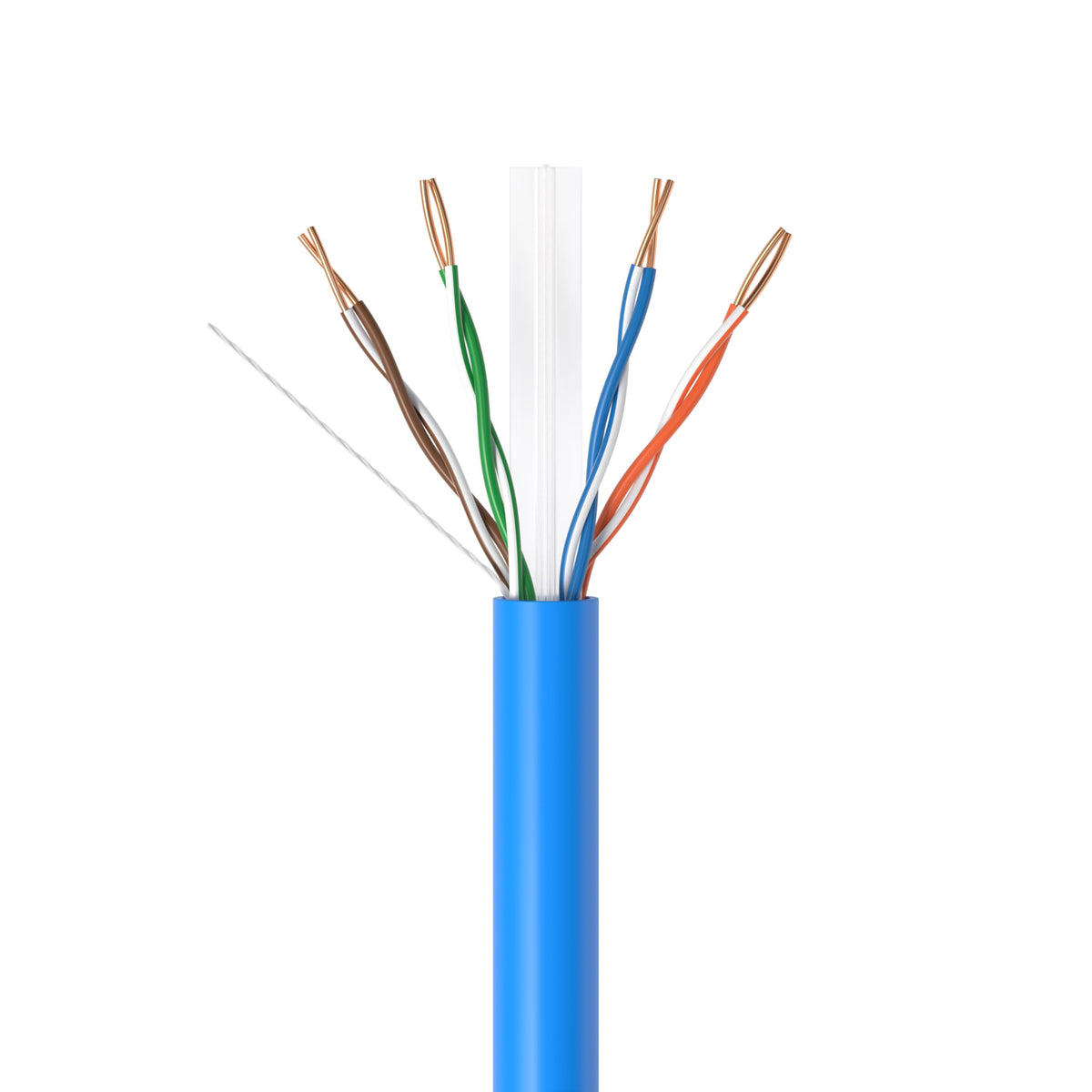 1000ft Cat6 Plenum Rated CMP 23AWG Solid CCA UTP 550MHz Bulk Network Cable Blue E41220