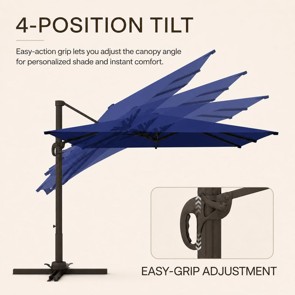 10' X 10' Aluminum Cantilever Patio Umbrella with 360-degree Rotation R3196