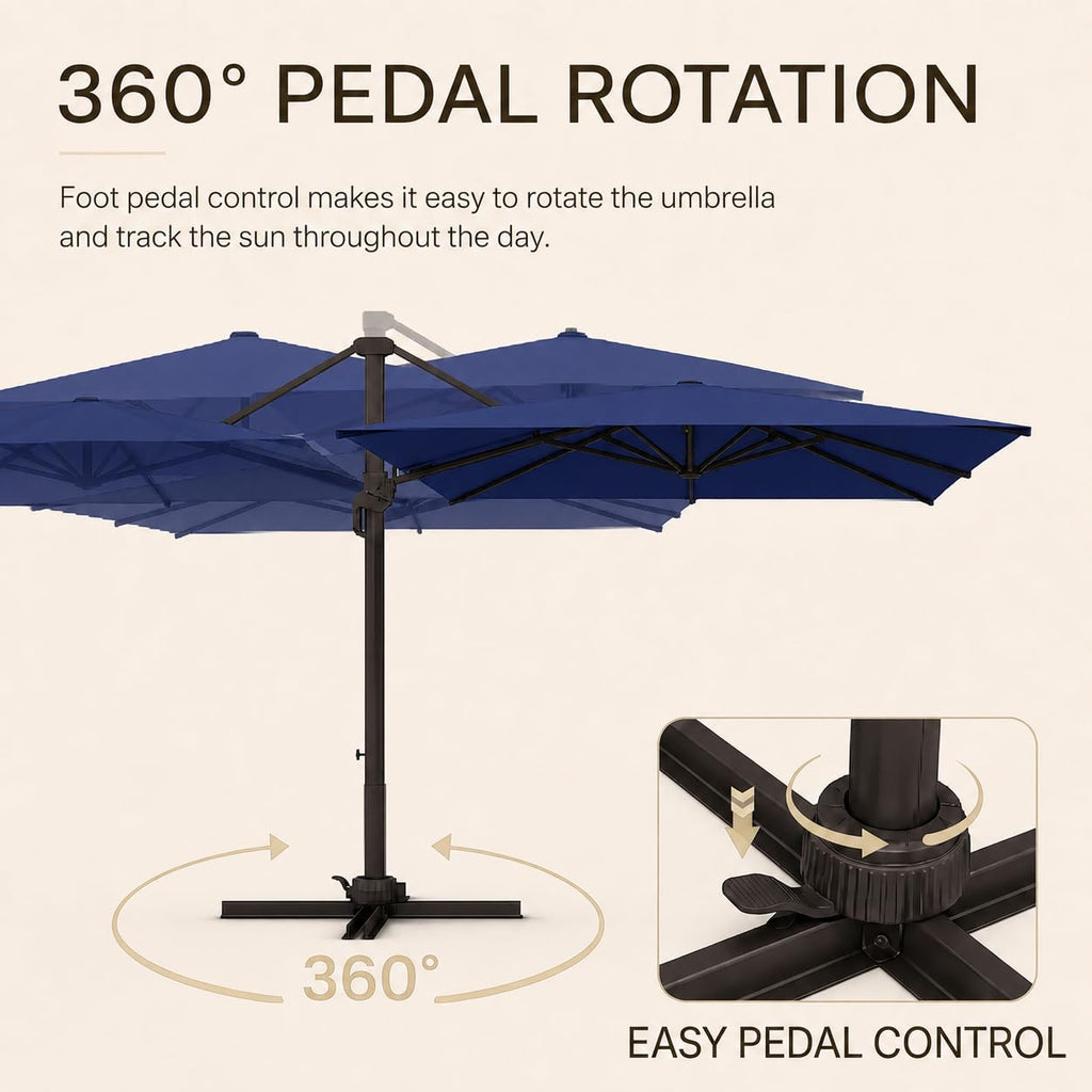 10' X 10' Aluminum Cantilever Patio Umbrella with 360-degree Rotation R3196