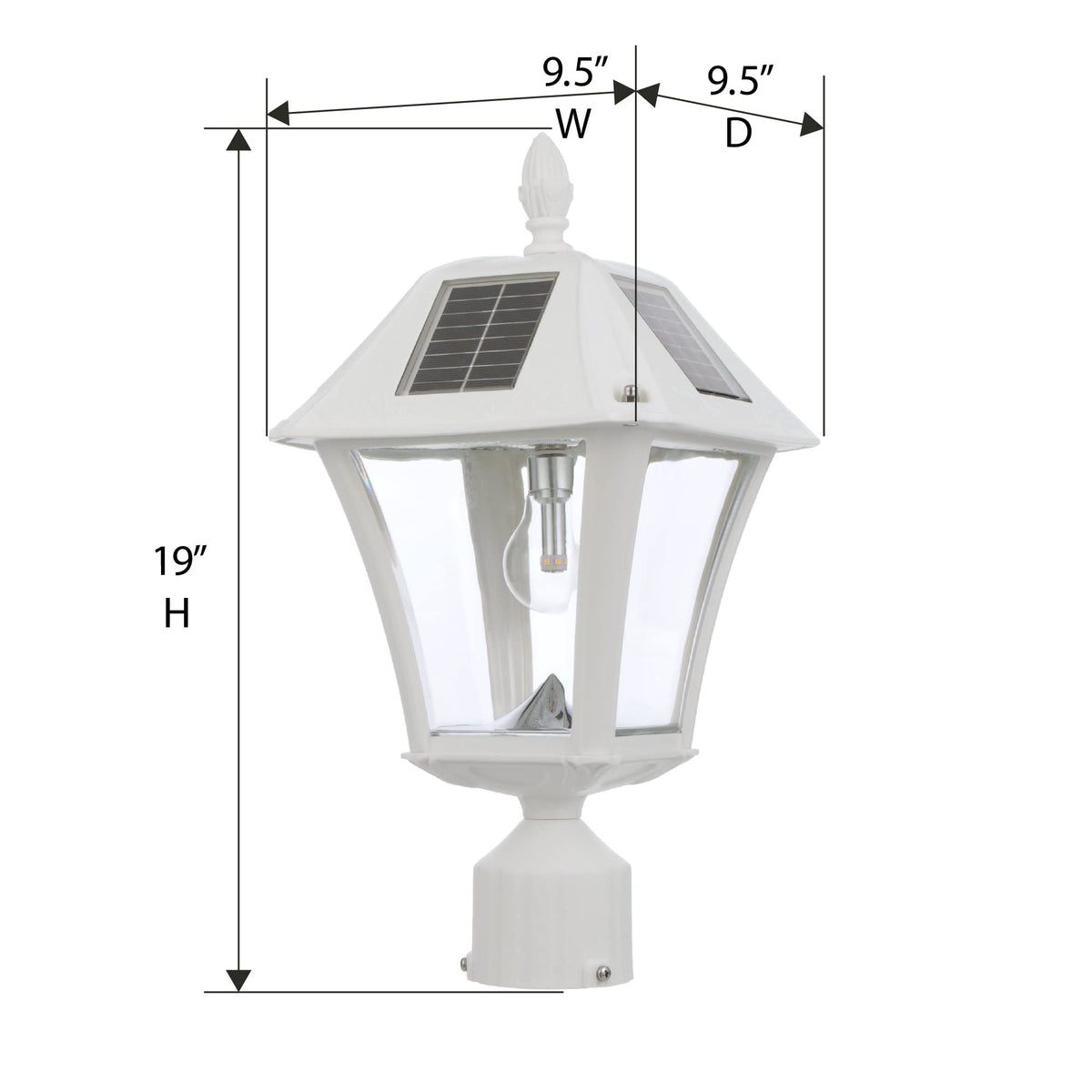 White Outdoor Solar Post Light with 3 Mounting Options I36526