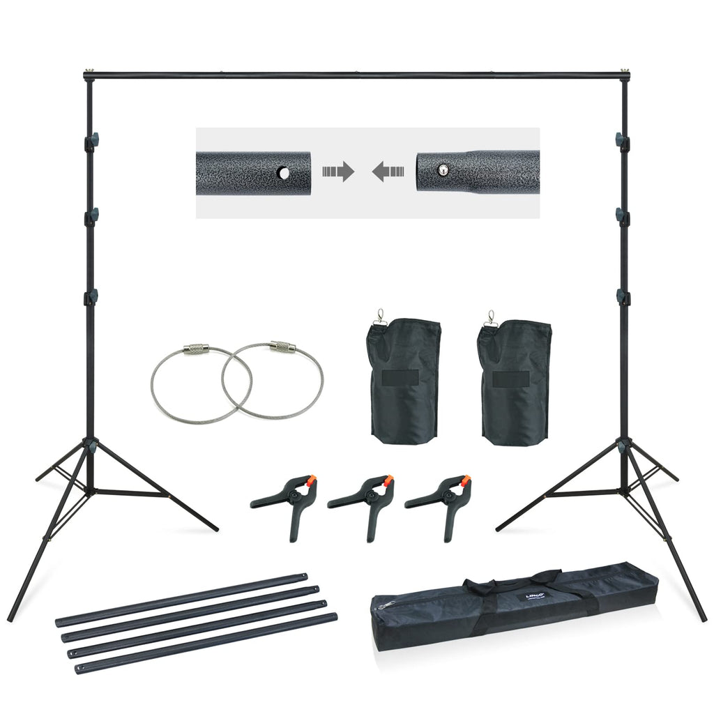 10Ft Adjustable Background Stand Backdrop Support System Kit with Carry Bag Y82379