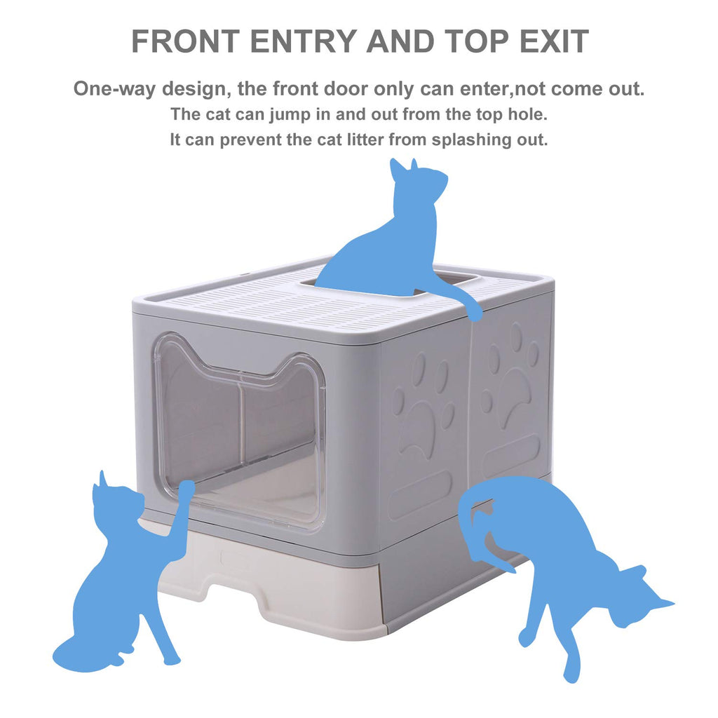 Large Foldable Cat Litter Box with Lid and Scoop U841