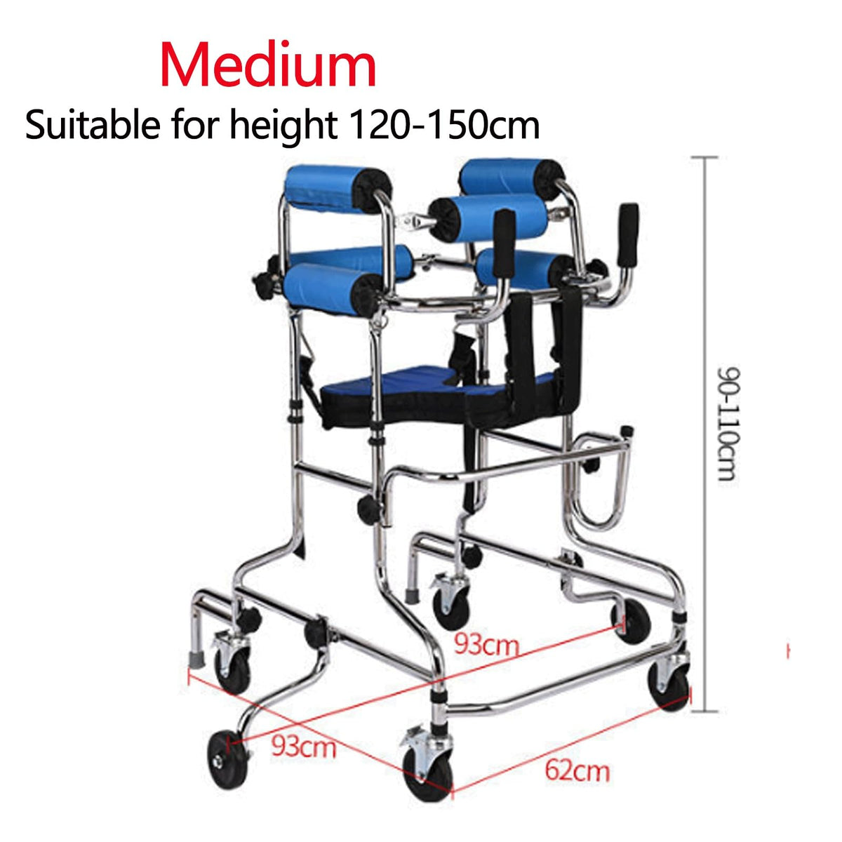 Folding Height-Adjustable Pediatric Walker with Stainless Steel Frame C61910