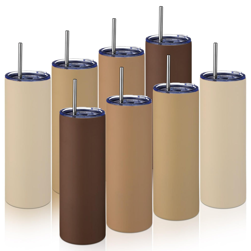 8 Pcs 20oz Insulated Stainless Steel Tumbler with Lid and Straw U6303