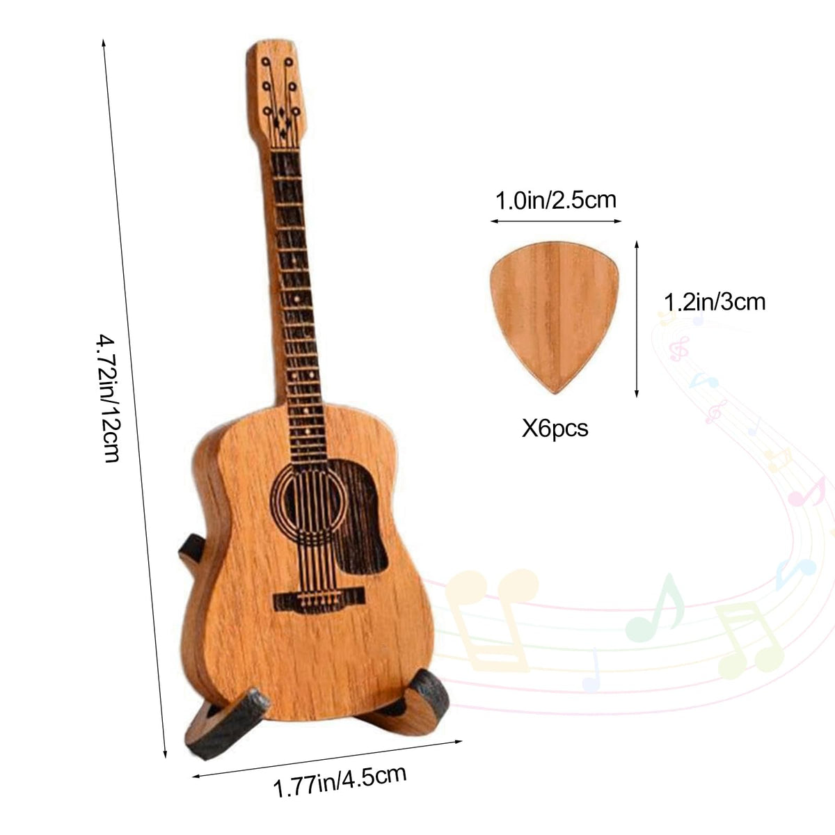 Wooden Guitar Pick Box with 6 Pcs Guitar Picks C97990