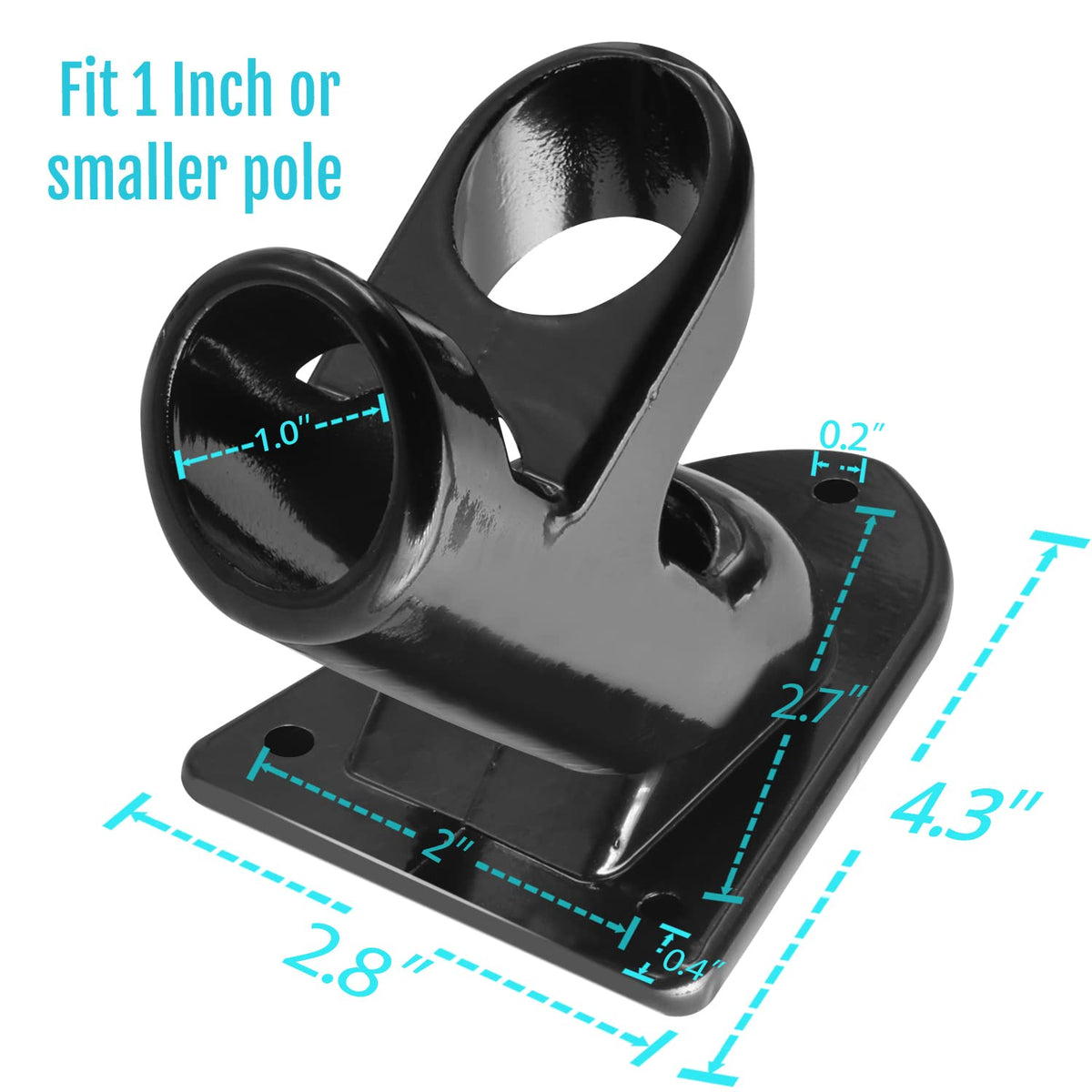 Two-Position Flag Pole Holder Mounting Bracket Aluminum 1" Inner Diameter Black R58595