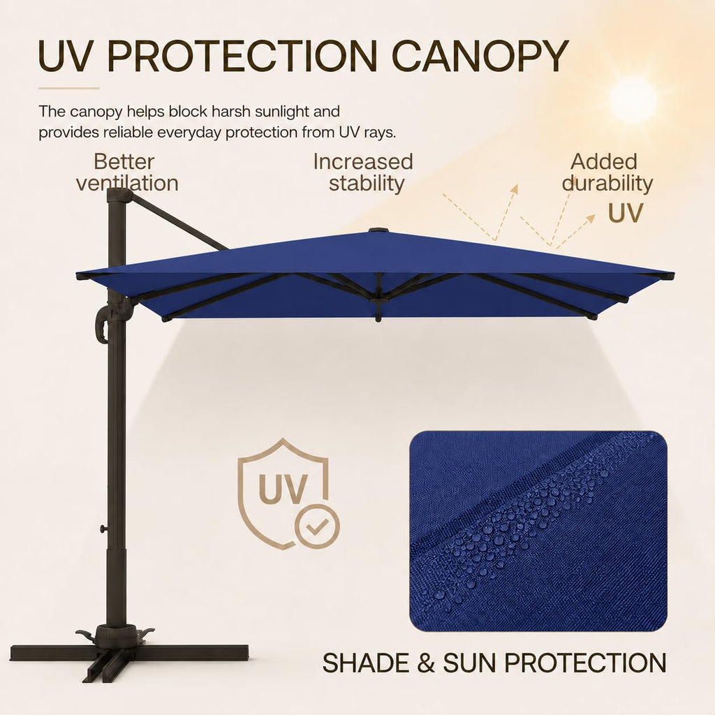 10' X 10' Aluminum Cantilever Patio Umbrella with 360-degree Rotation R3196