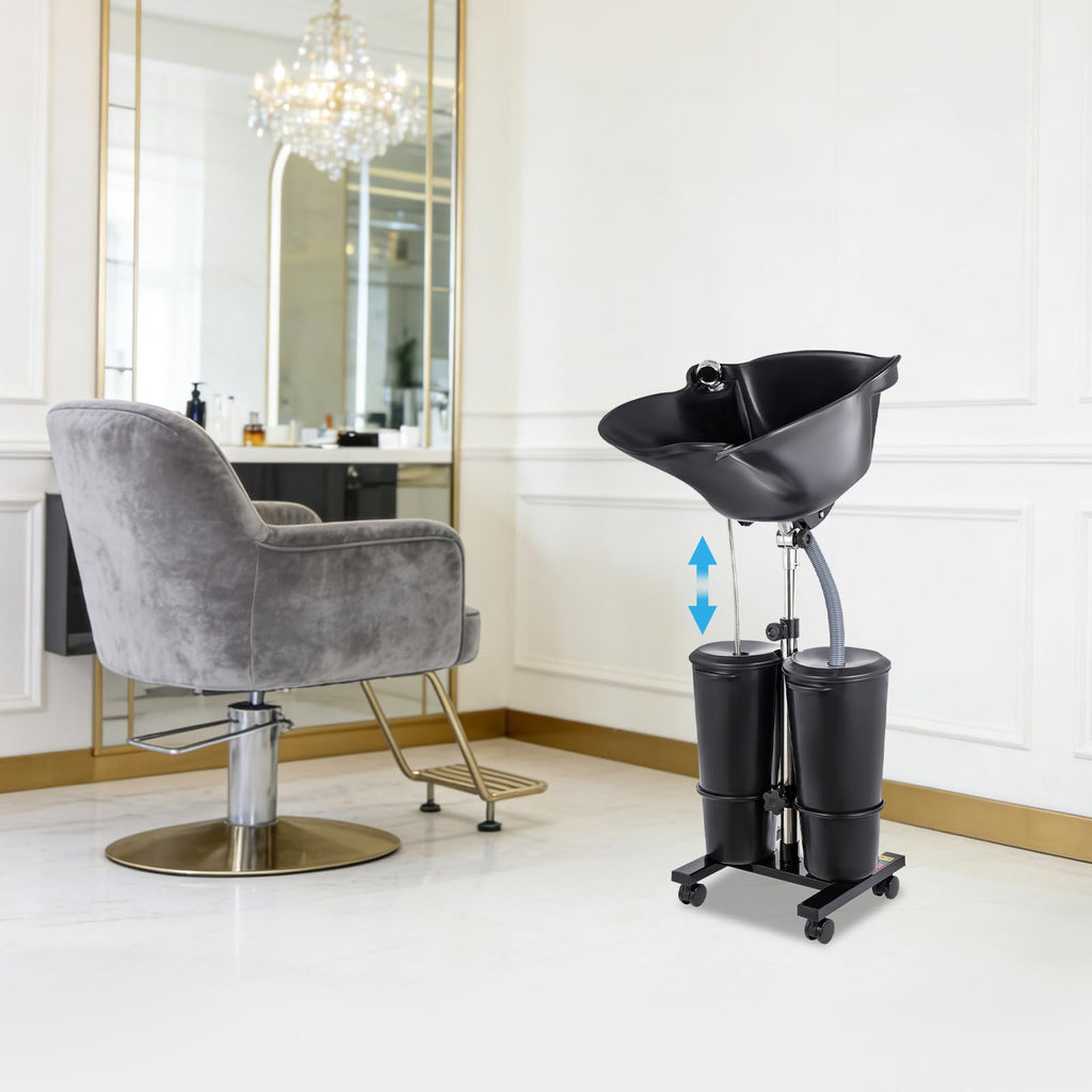 Portable Shampoo Bowl Electric Pump 2 Buckets Height Adjustable Y92934