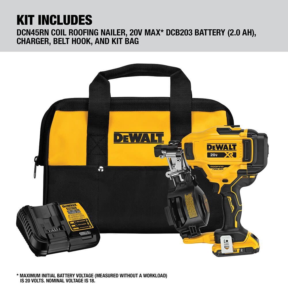 20V MAX Lithium-Ion Cordless Roofing Nailer Kit with Battery Charger and Bag J928047