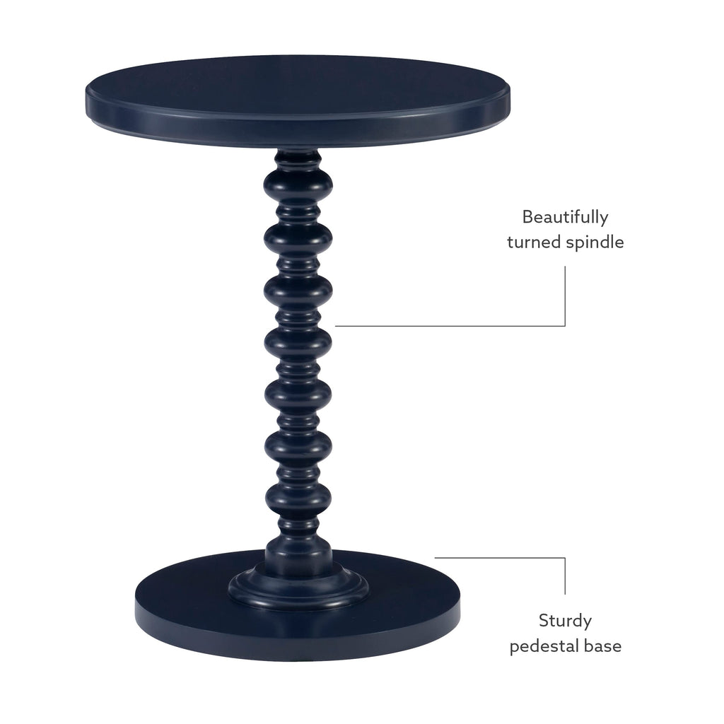 Round Navy Blue Pedestal Accent Table R66375