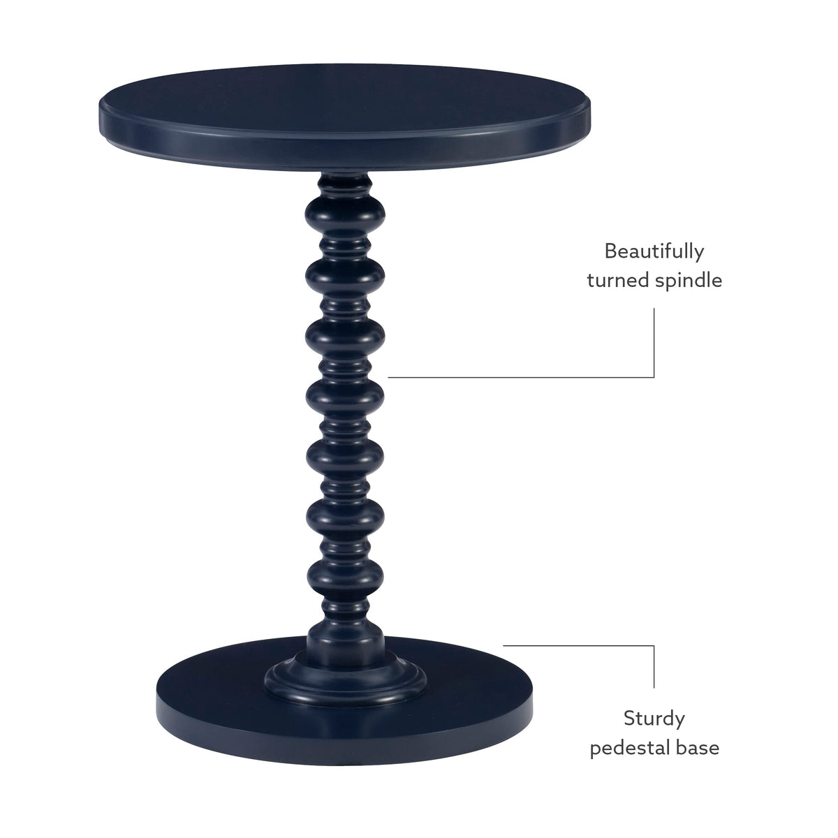 Round Navy Blue Pedestal Accent Table R66375