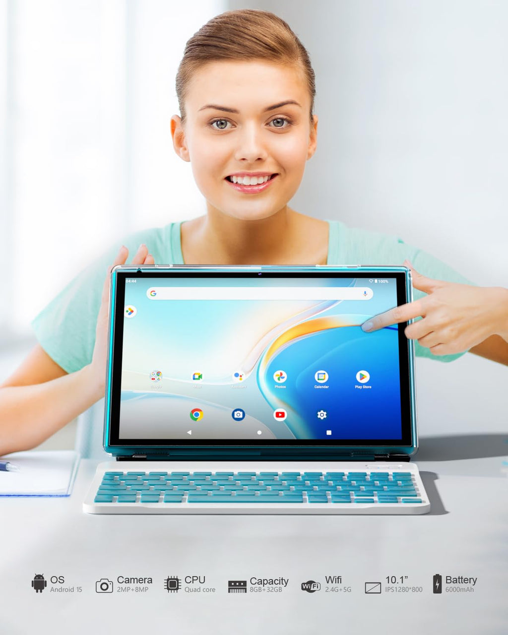 10 inch Android Tablet with Keyboard Case Mouse Stylus Z1265
