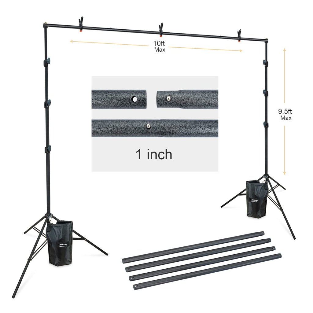 10Ft Adjustable Background Stand Backdrop Support System Kit with Carry Bag Y82379