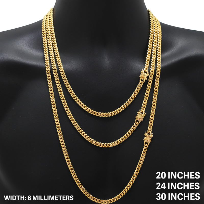316L Stainless Steel Cuban Link Chain Necklace Bracelet H946331