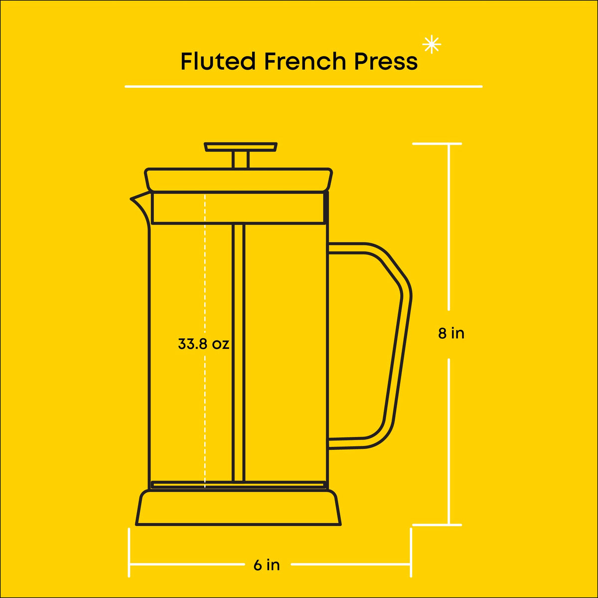 French Press Coffee and Tea Maker Set, 33.8oz Stainless Steel Borosilicate Glass D404