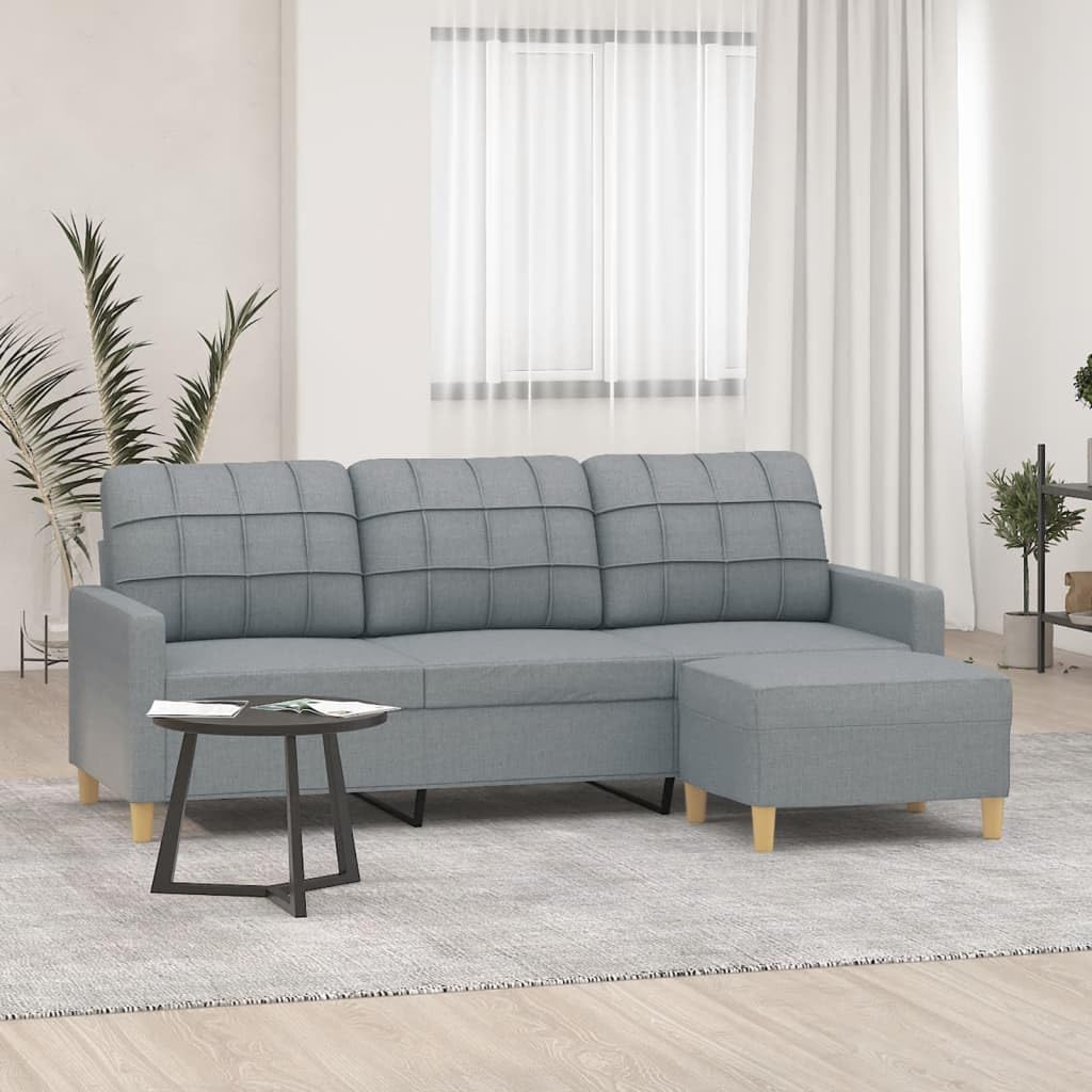 Light Gray 78 Inch Wide 3-Seater Sofa with Footstool Y558