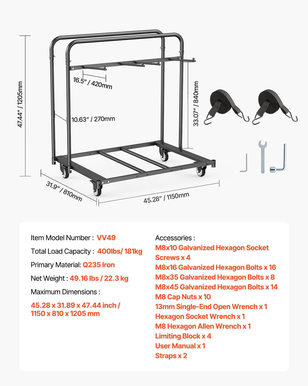 Folding Chair Rack 400 LBS Capacity Heavy-Duty Y7141