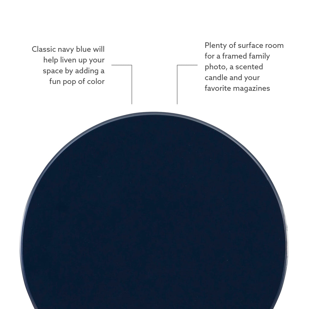 Round Navy Blue Pedestal Accent Table R66375