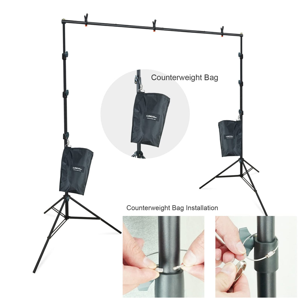 10Ft Adjustable Background Stand Backdrop Support System Kit with Carry Bag Y82379