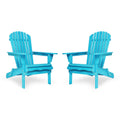 Light Blue Solid Cedar Wood Folding Adirondack Chair Set of 2 P853621