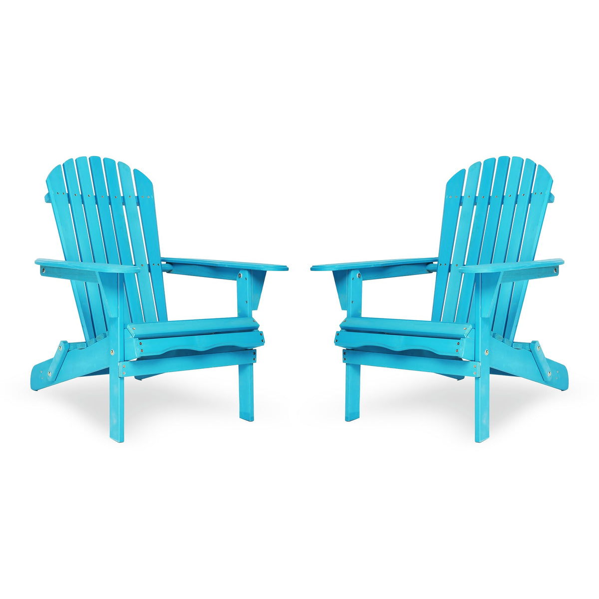 Light Blue Solid Cedar Wood Folding Adirondack Chair Set of 2 P853621