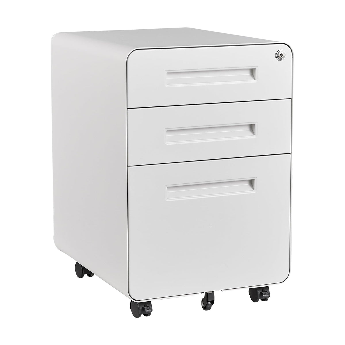 3 Drawer White Metal Filing Cabinet with Lock X3803