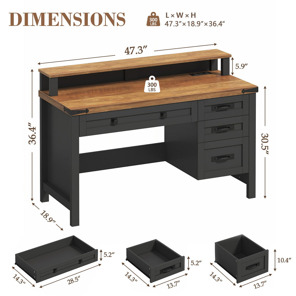 47" Computer Desk with Drawers Z6254