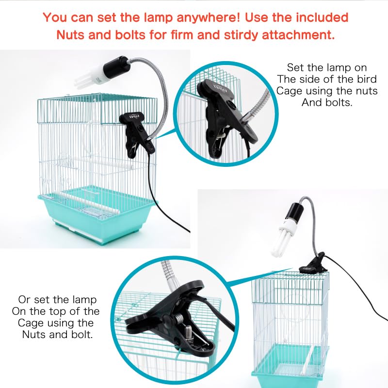 Bird Cage UVB Light Combo Kit 2.4% UVB UVA 20W Compact Fluorescent Bulb P1021