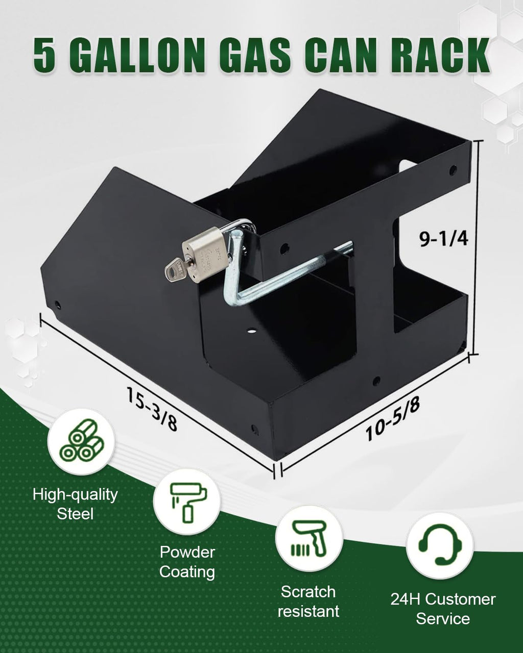 5 Gallon Fuel Gas Can Rack Holder with Lock E3669