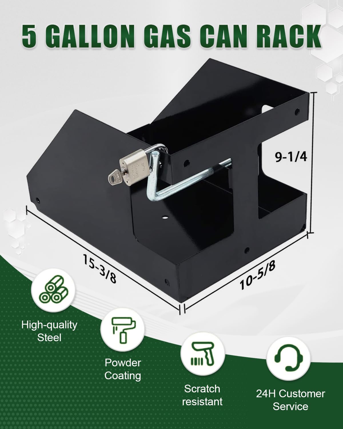 5 Gallon Fuel Gas Can Rack Holder with Lock E3669