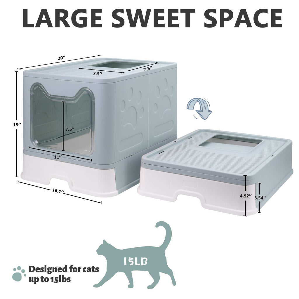 Foldable Enclosed Cat Litter Box with Lid and Litter Scoop Z495567