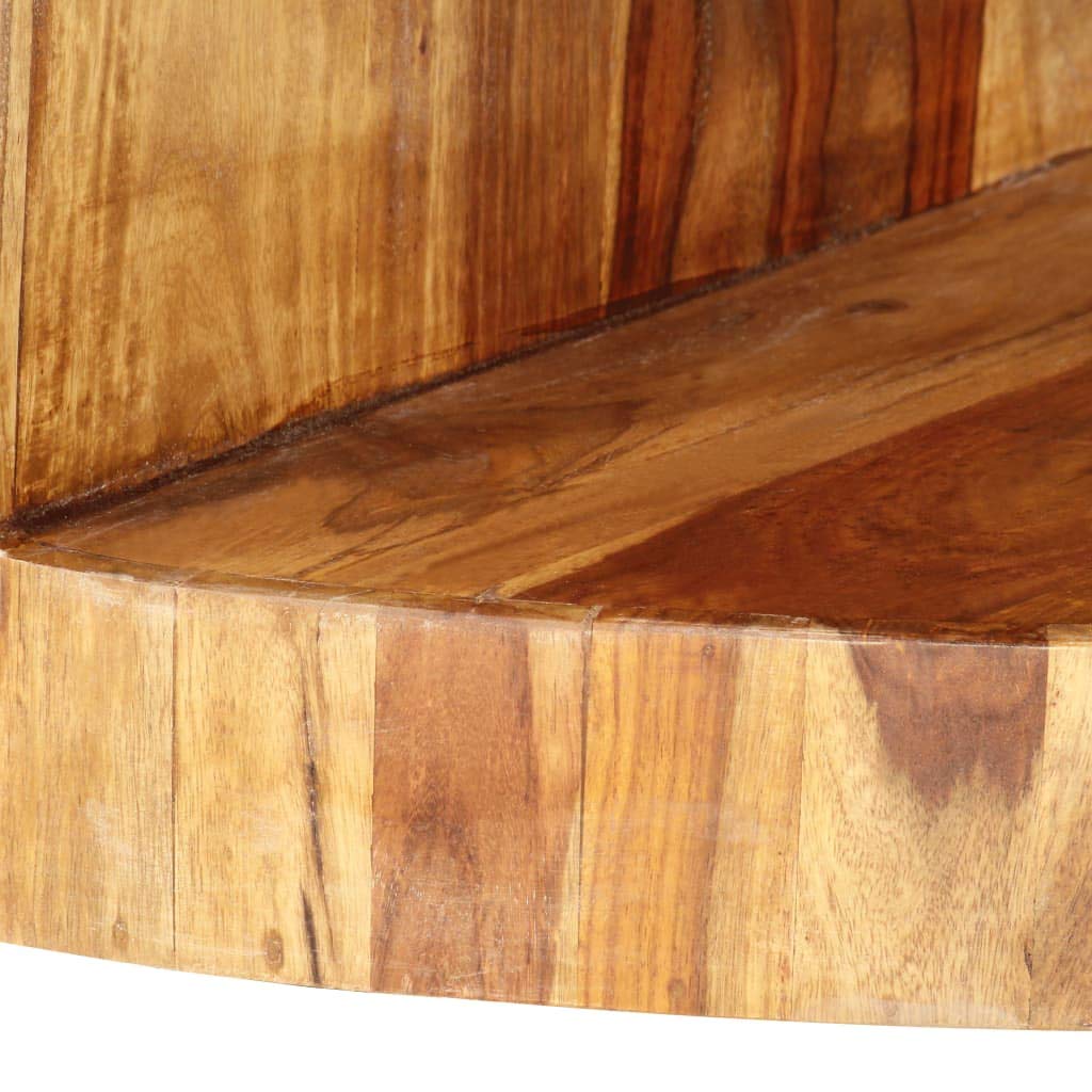 Round Solid Sheesham Wood Coffee Table 25.6"x11.8" D18482