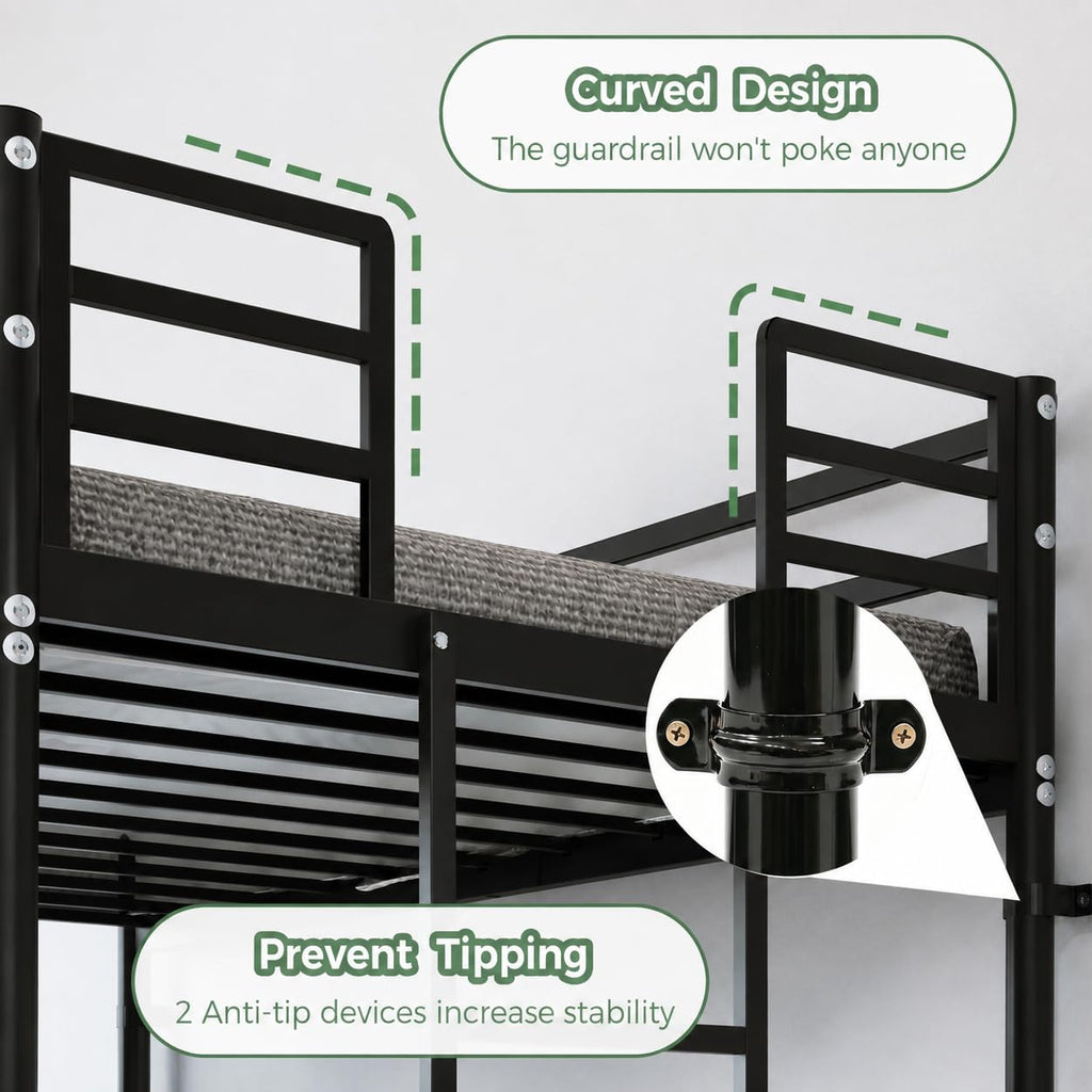 Twin Over Twin Bunk Bed with Ladder, Black N201247