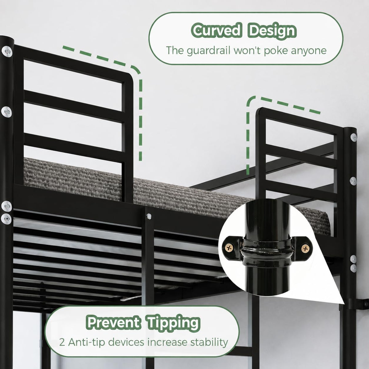 Twin Over Twin Bunk Bed with Ladder, Black N201247