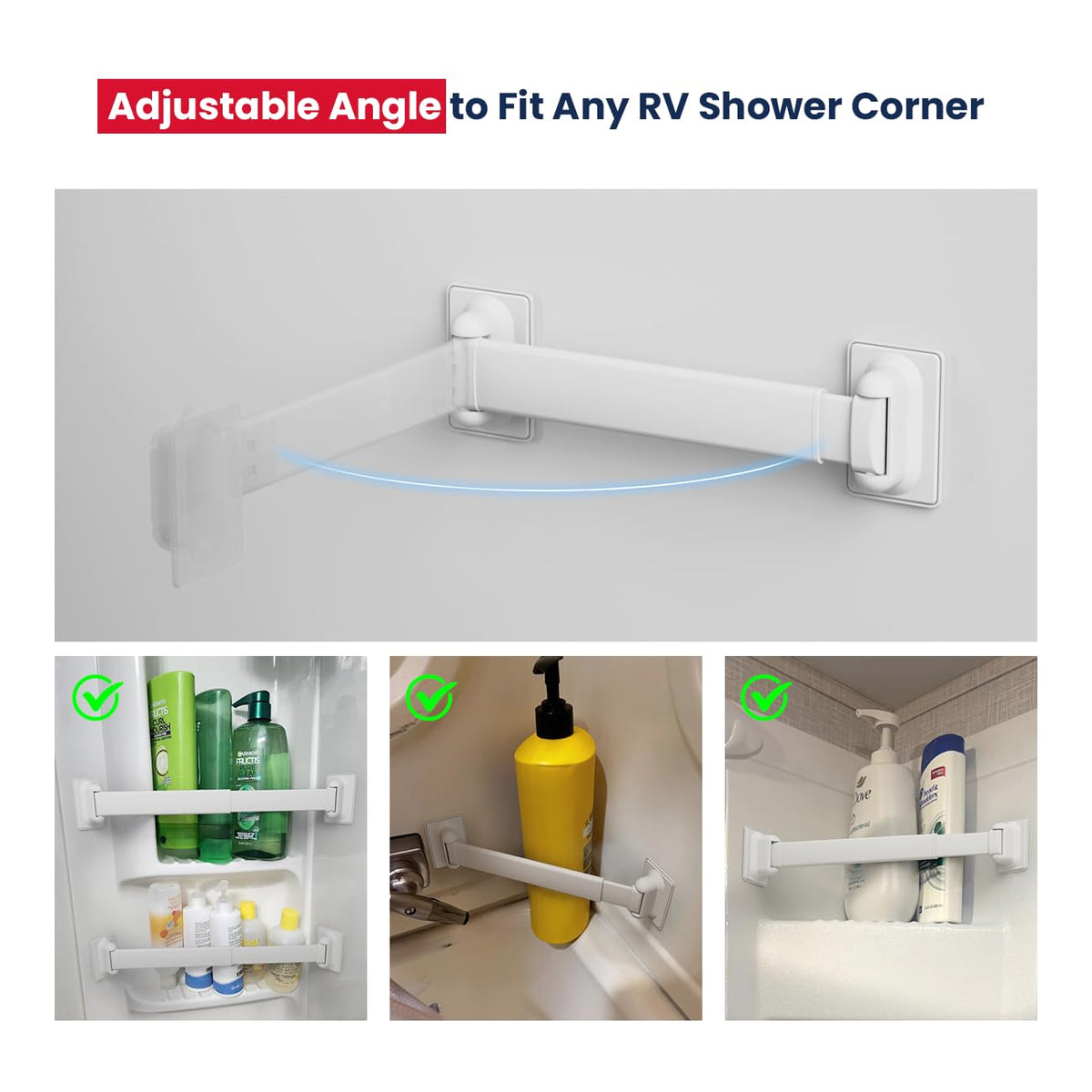 Adjustable RV Shower Corner Storage Bar and 14''x14'' RV Vent Cover 2pack P5982