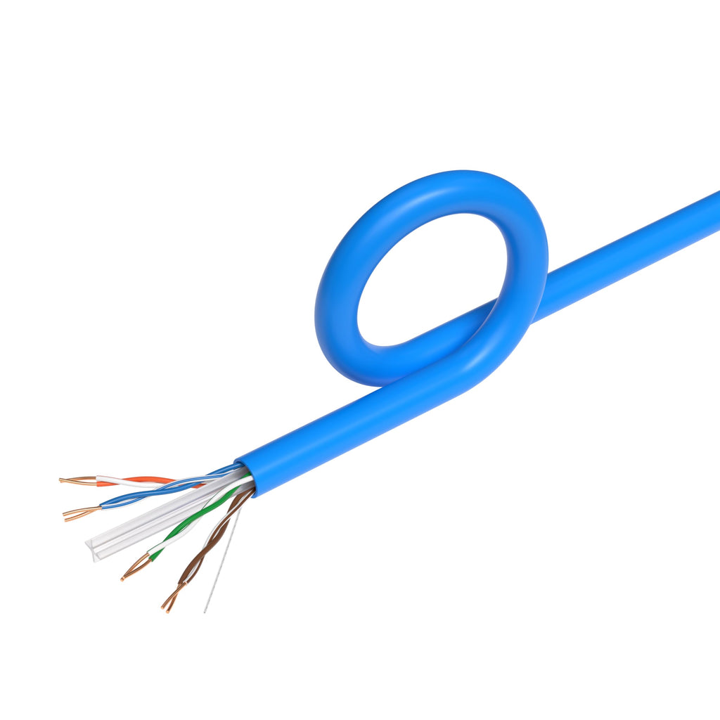 1000ft Cat6 Plenum Rated CMP 23AWG Solid CCA UTP 550MHz Bulk Network Cable Blue E41220