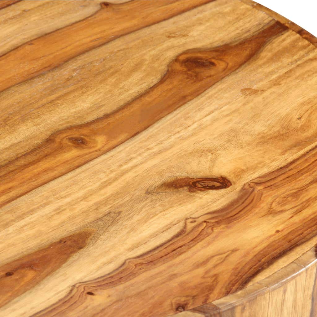 Round Solid Sheesham Wood Coffee Table 25.6"x11.8" D18482