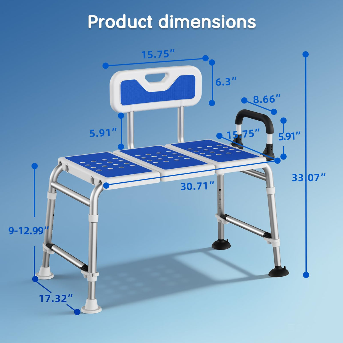 Heavy-Duty Adjustable Bathtub Transfer Bench O160486