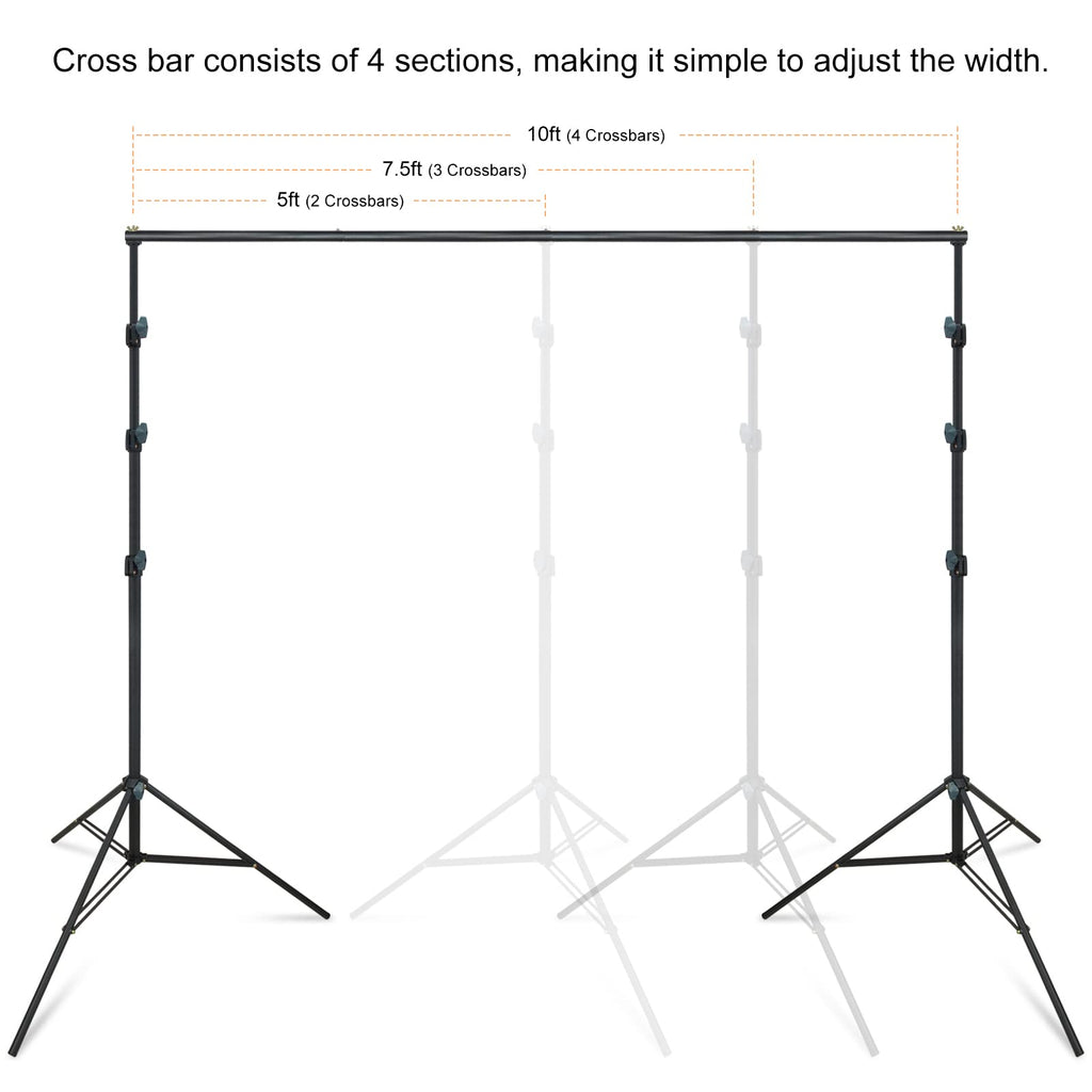 10Ft Adjustable Background Stand Backdrop Support System Kit with Carry Bag Y82379