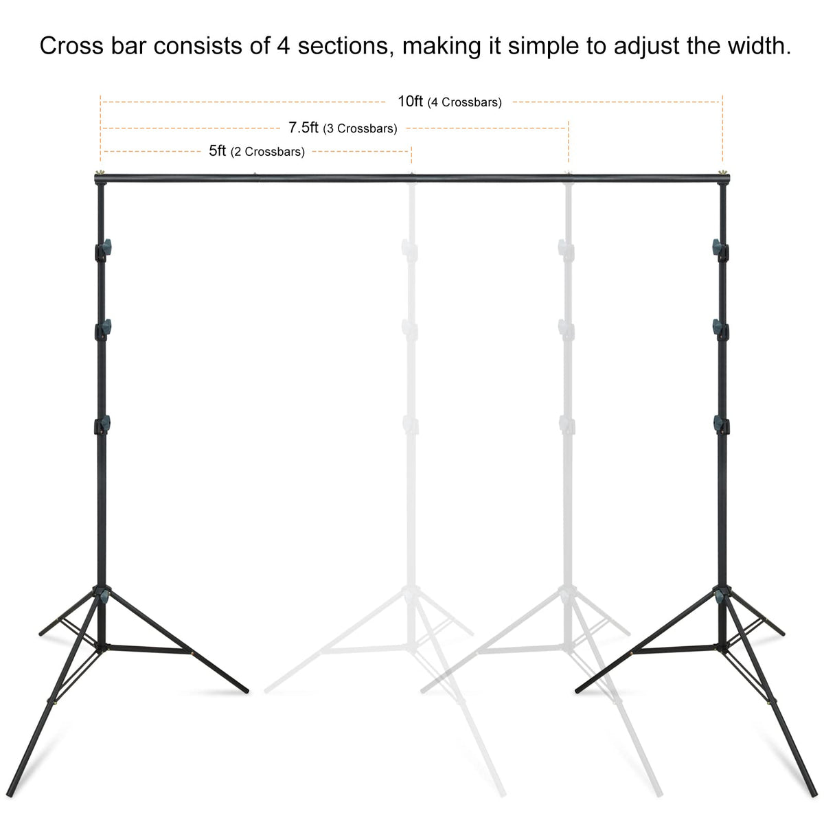 10Ft Adjustable Background Stand Backdrop Support System Kit with Carry Bag Y82379