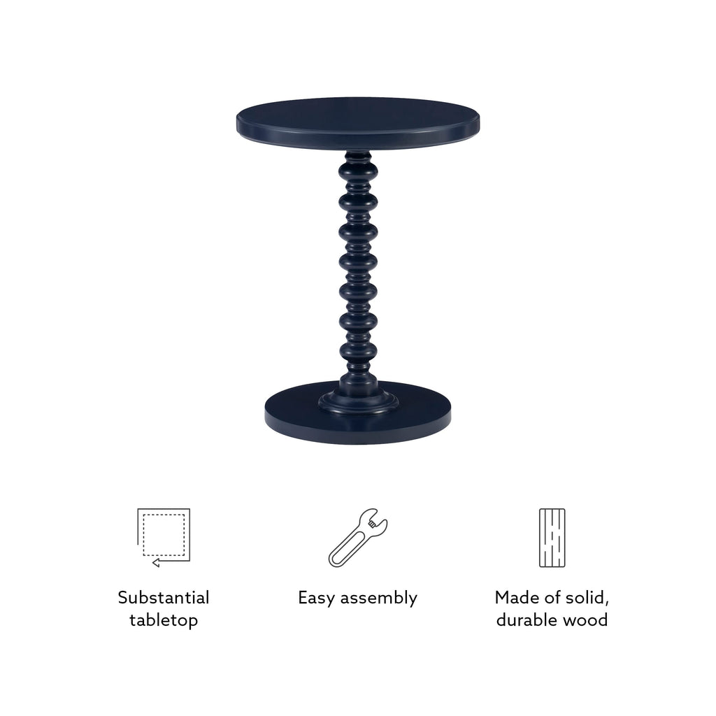 Round Navy Blue Pedestal Accent Table R66375