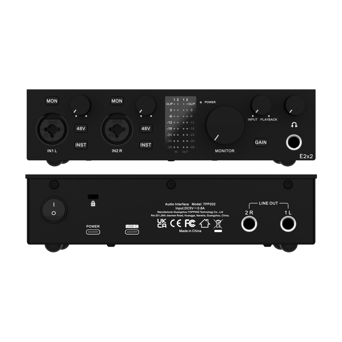 USB Audio Interface with 48V Phantom Power, Black V249281