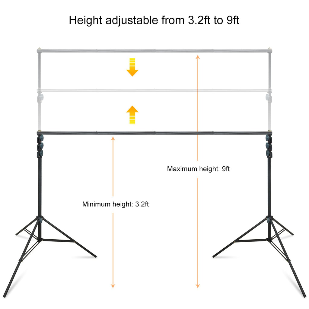 10Ft Adjustable Background Stand Backdrop Support System Kit with Carry Bag Y82379
